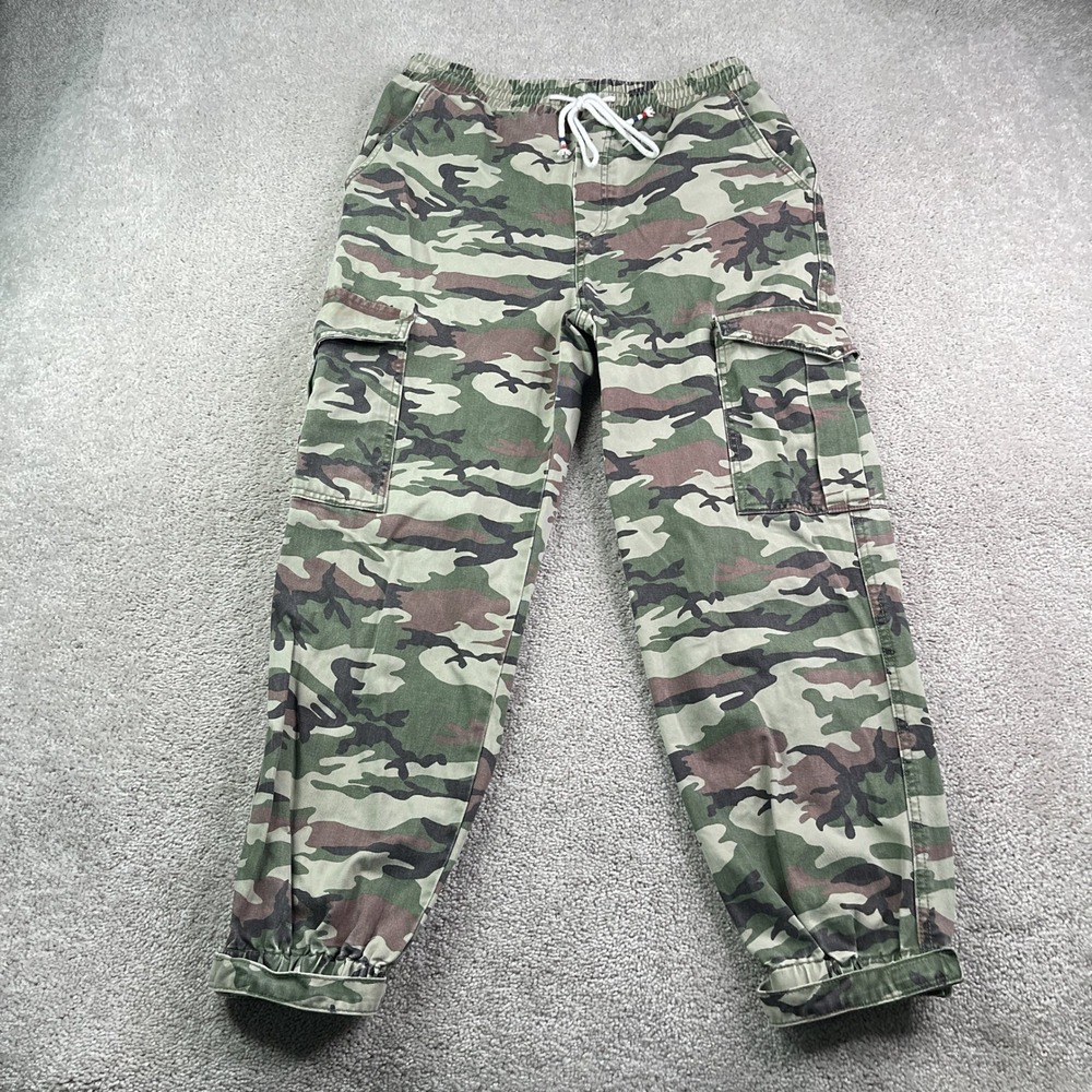 Forever 21 Pants Mens Large Green Camouflage Cargo Joggers Drawstring Utility